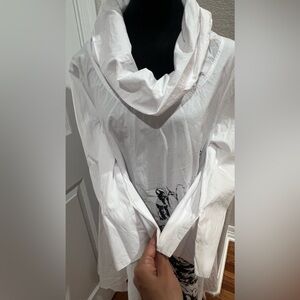 IGOR Gina Black White Floral Women Cotton blouse Size M 42/44 Made In Croatia